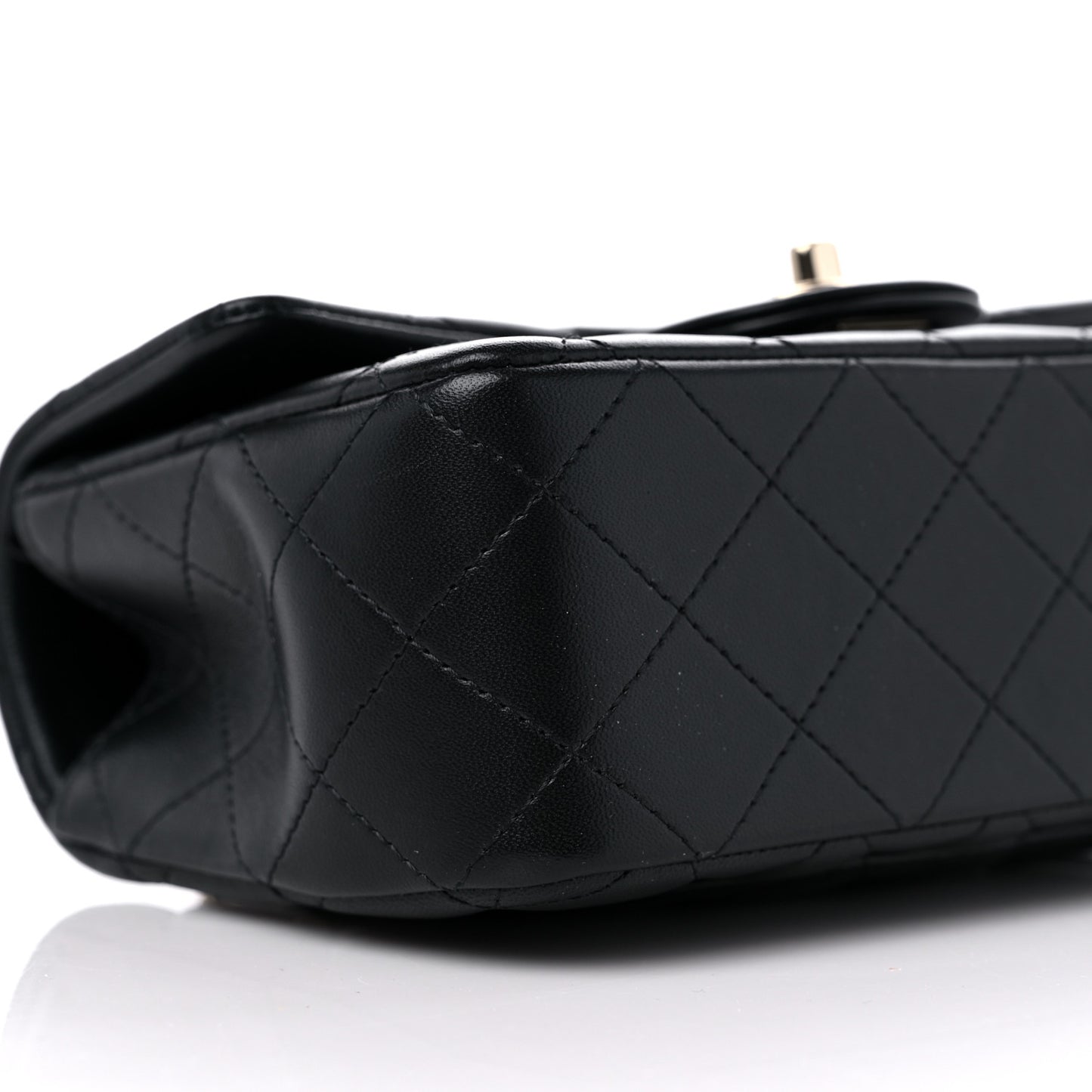 Lambskin Quilted Mini Top Handle Rectangular Flap Black