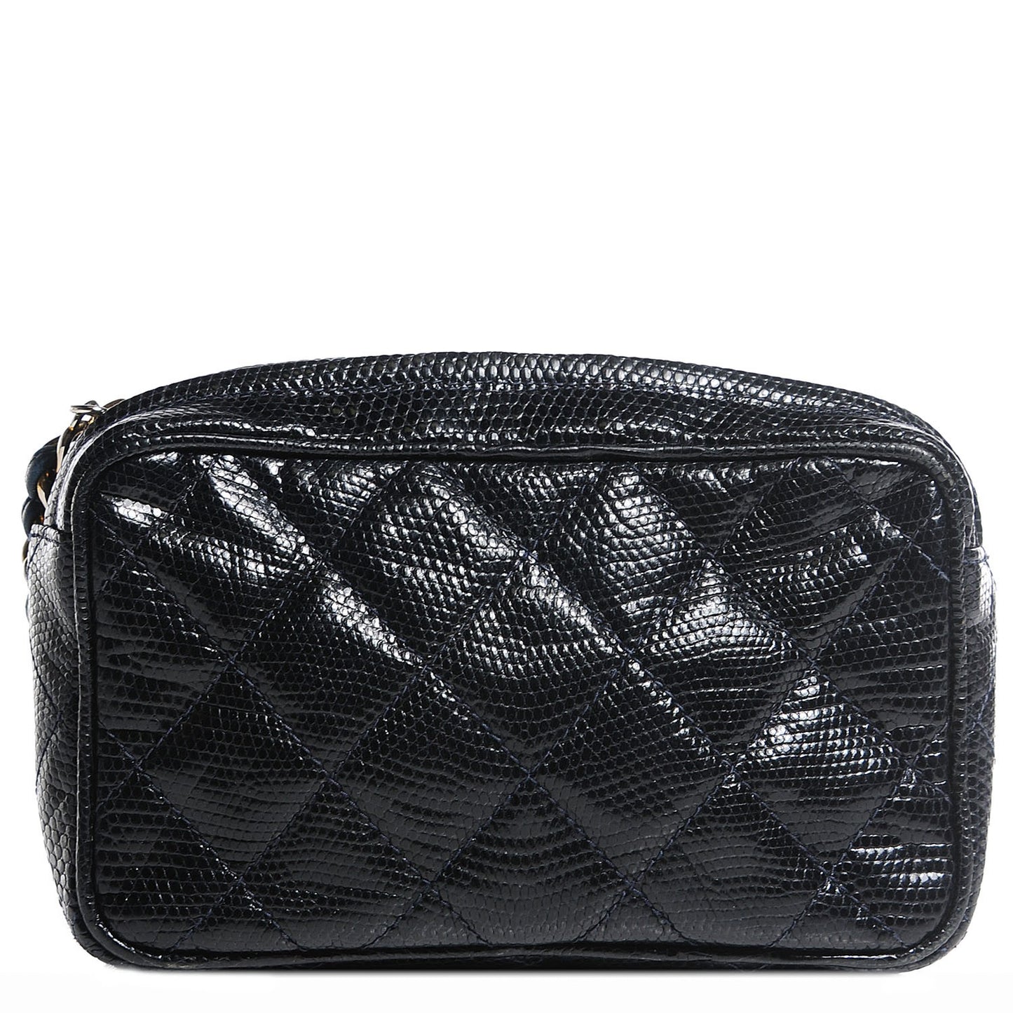 Quilted Lizard Tassel Cosmetic Pouch Navy
