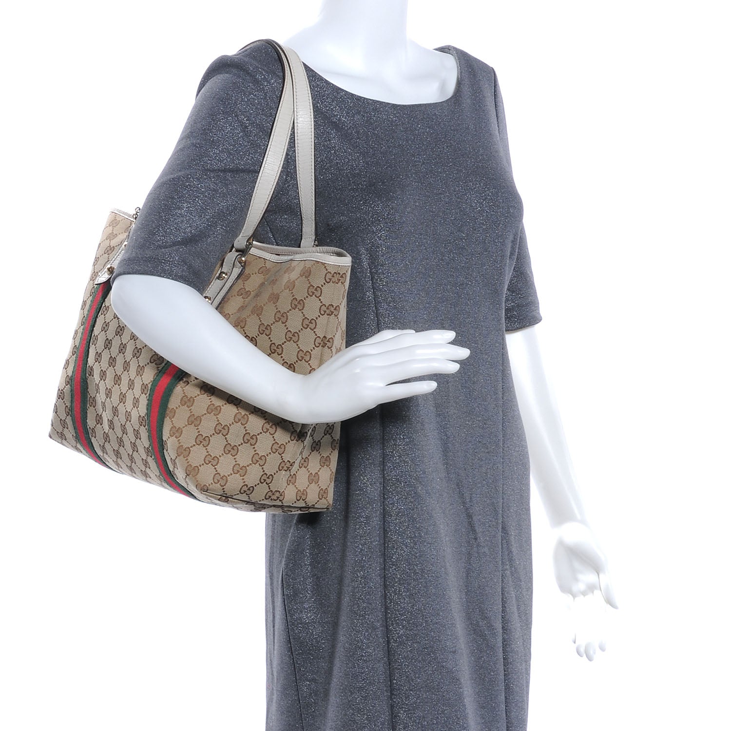 Gucci Monogram Medium Jolicoeur Tote White 2 of 7