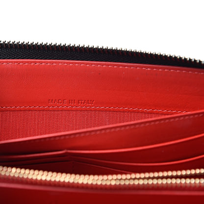 Christian Louboutin Patent Panettone Spiked Valentines Zip Around Wallet Black Fuchsia 7 of 8