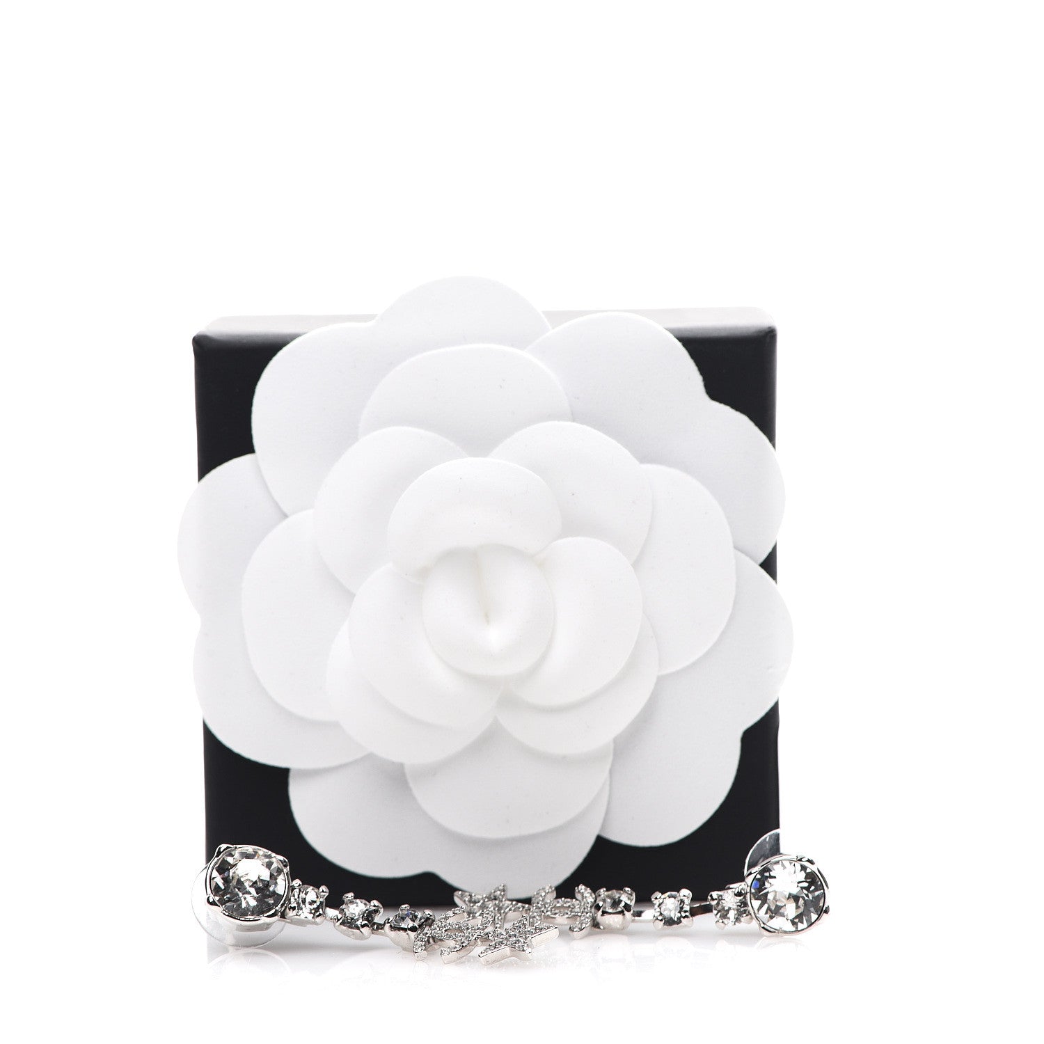 Chanel Crystal Starfall Drop CC Earrings Silver 5 of 5