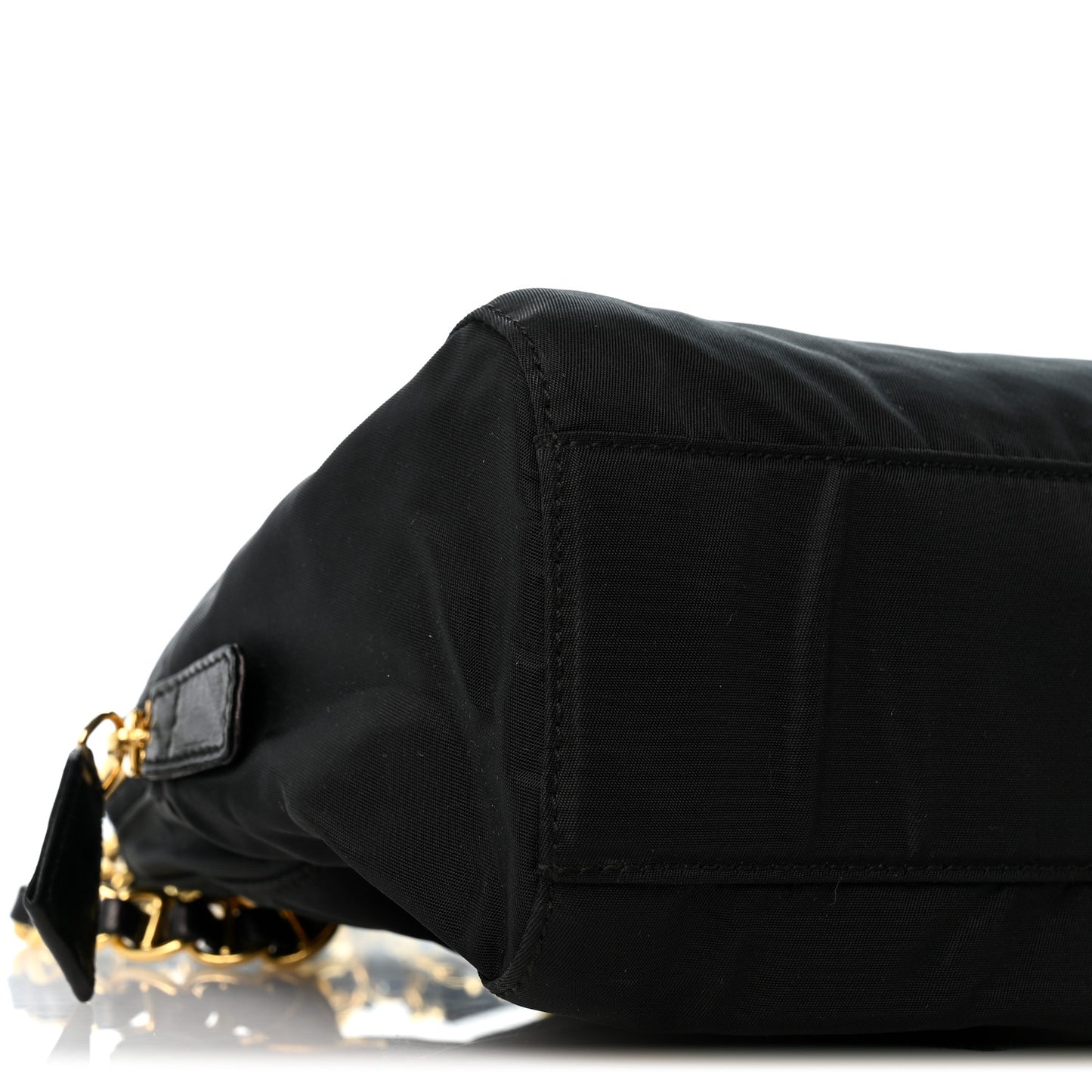 Tessuto Nylon Acciaio Chain Shoulder Bag Black