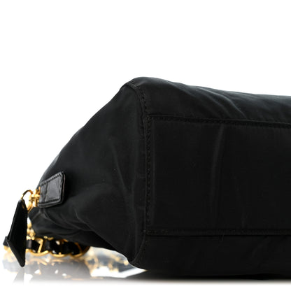 Prada Tessuto Nylon Acciaio Chain Shoulder Bag Black 9 of 12