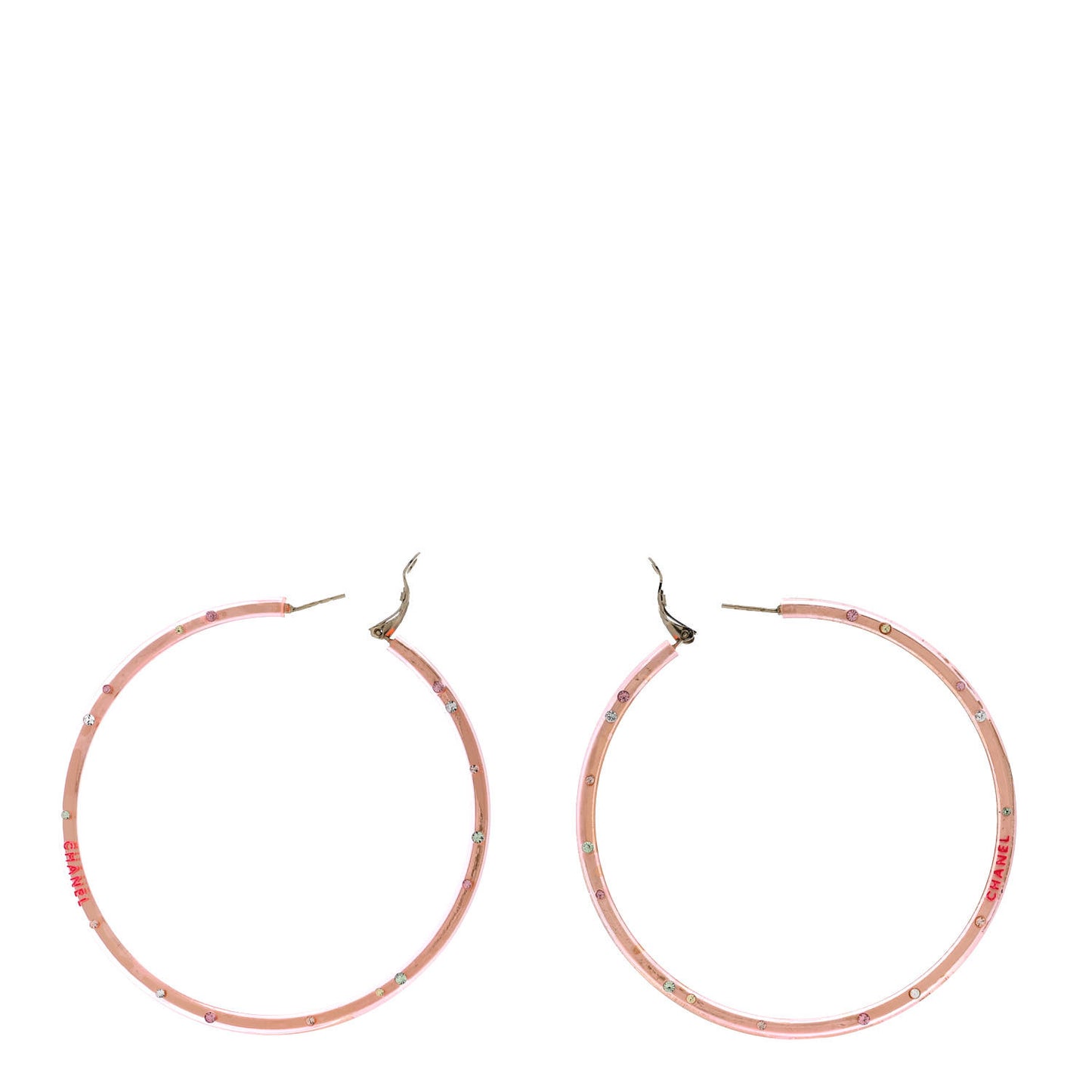 Translucent Resin Crystal Hoop Earrings Pink Multicolor