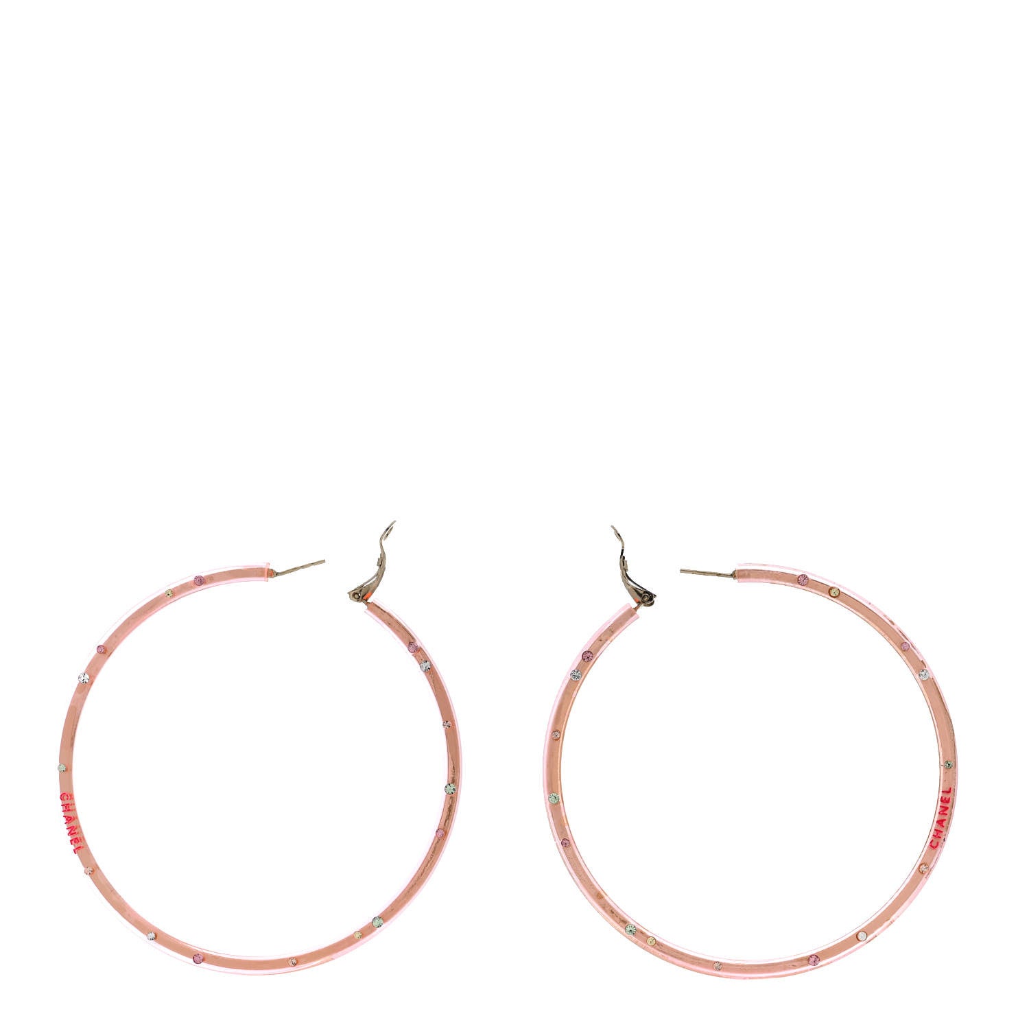 Chanel Translucent Resin Crystal Hoop Earrings Pink Multicolor 3 of 6
