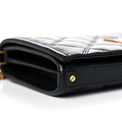 Saint Laurent Lambskin Diamond Quilted Becky Chain Wallet Black 7 of 9