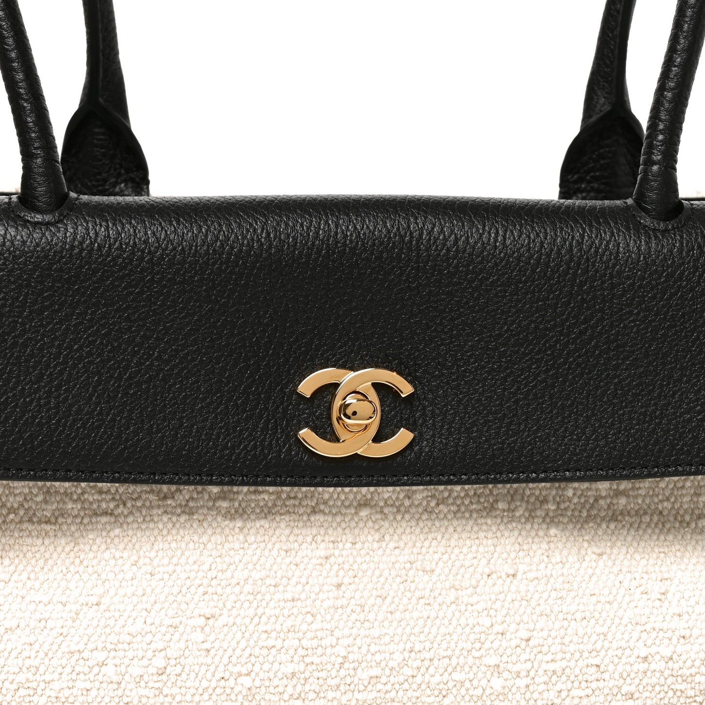 Grained Calfskin Boucle Urban Essentials Small Shopping Bag Black Ivory