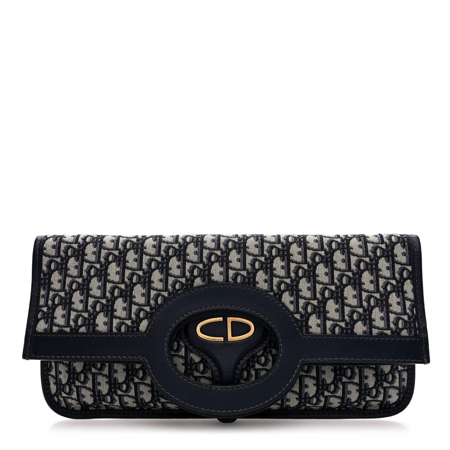 Christian Dior Oblique Fold Over Clutch Blue 1 of 10