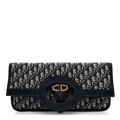 Christian Dior Oblique Fold Over Clutch Blue 1 of 10