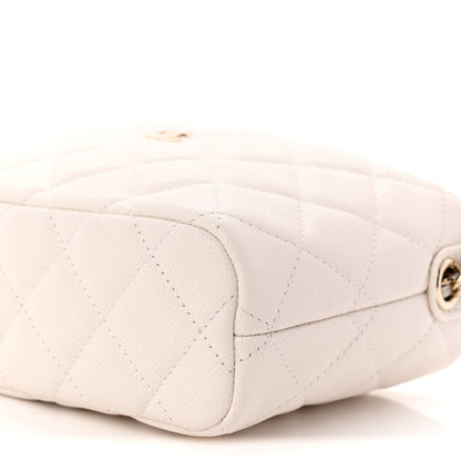 Chanel Caviar Quilted Hobo Clutch With Chain White 10 of 11