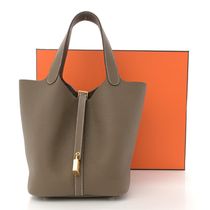 Hermes Taurillon Clemence Picotin Lock 22 MM Etoupe 11 of 11