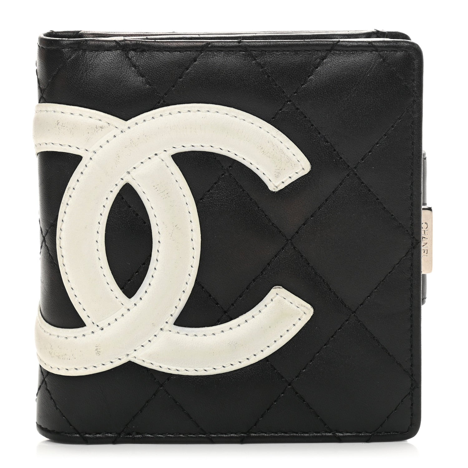 Chanel Calfskin Quilted Cambon Bi-Fold Wallet Black White 1 of 12