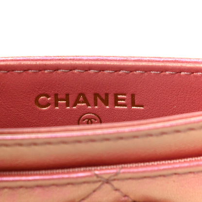 Chanel Iridescent Calfskin Quilted Chanel 19 Card Holder Pink 6 of 12
