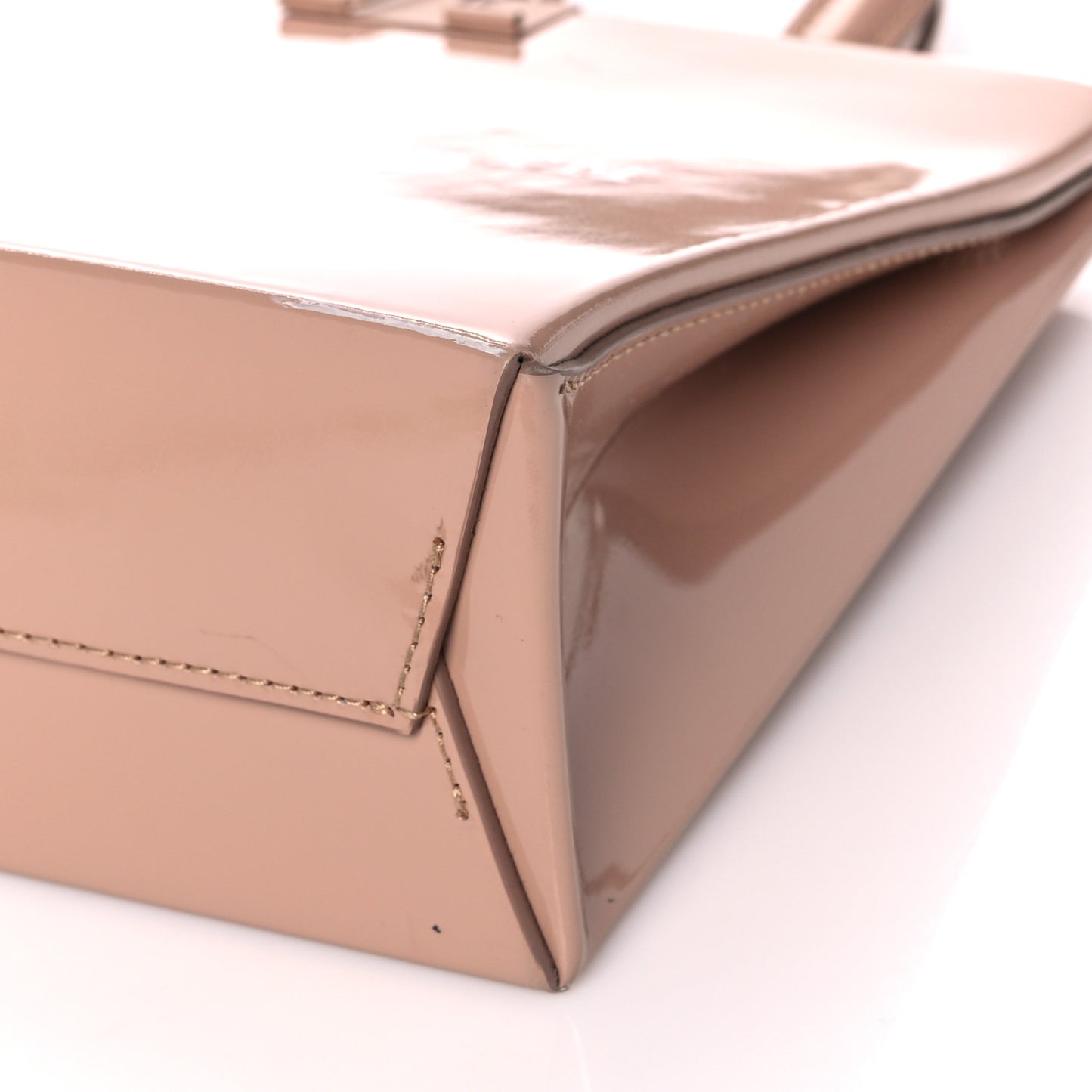 Patent Mini Box Bag Nude Beige