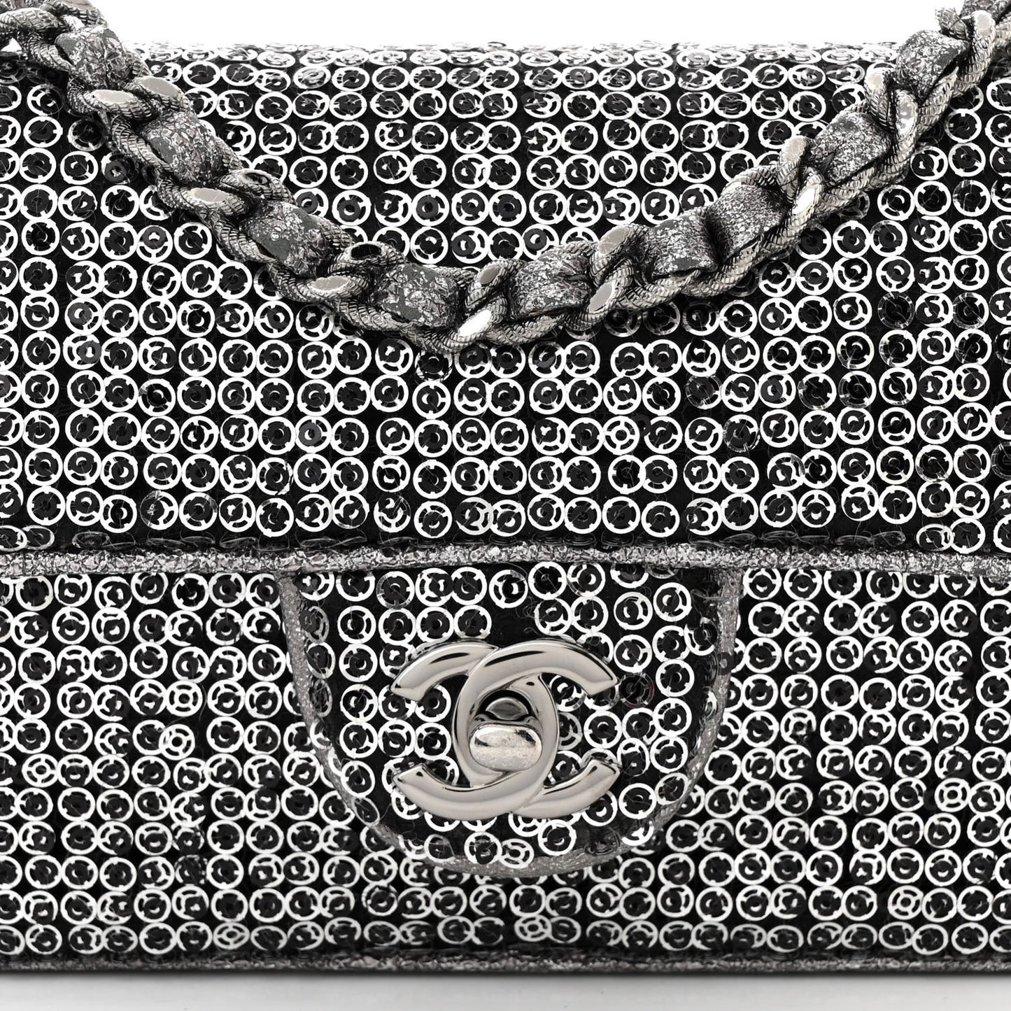 Sequin East West Flap Dark Silver