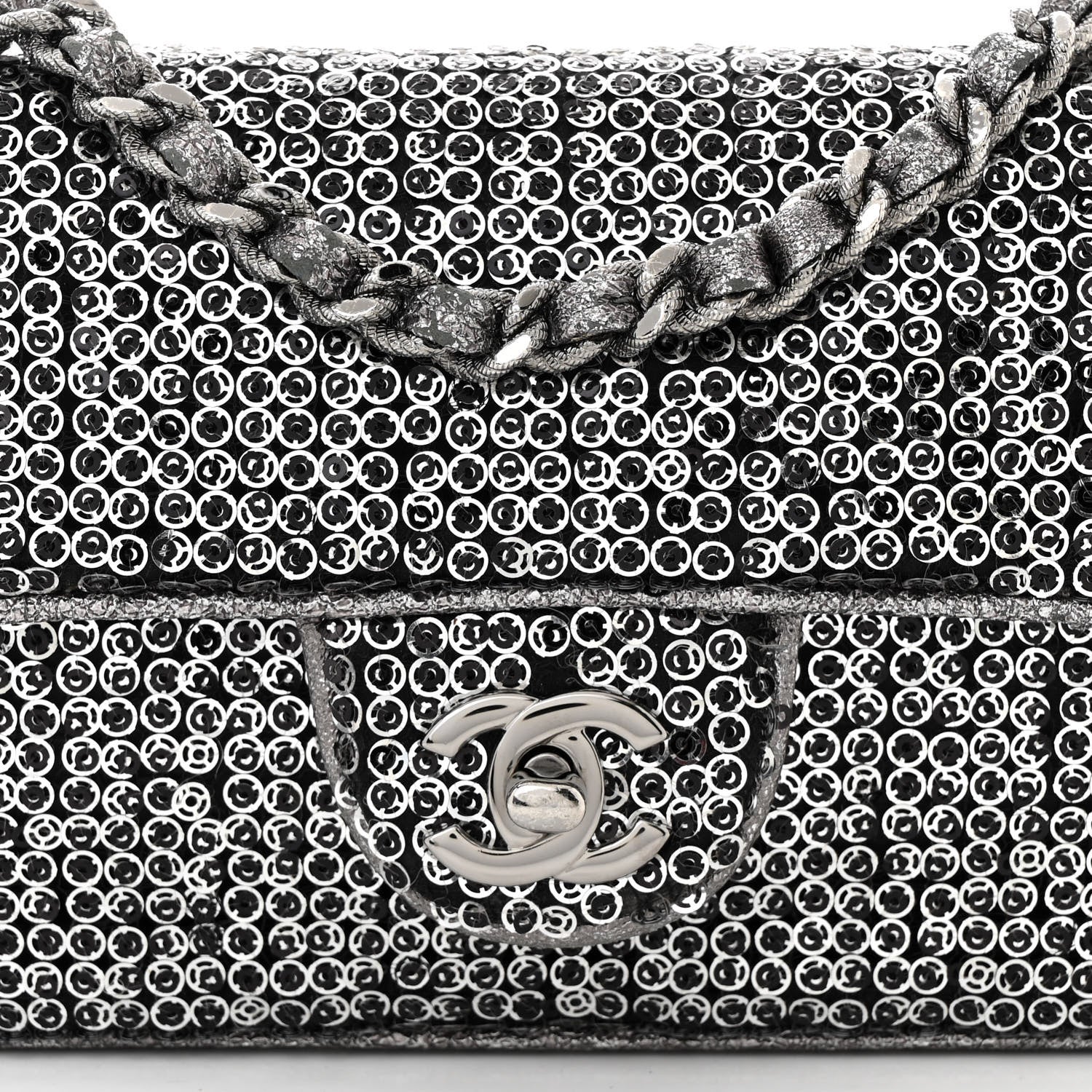 Chanel Sequin East West Flap Dark Silver 8 of 10