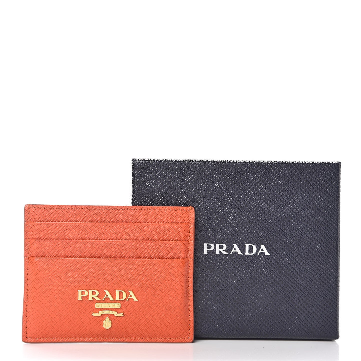 Saffiano Metal Business Card Holder Arancio