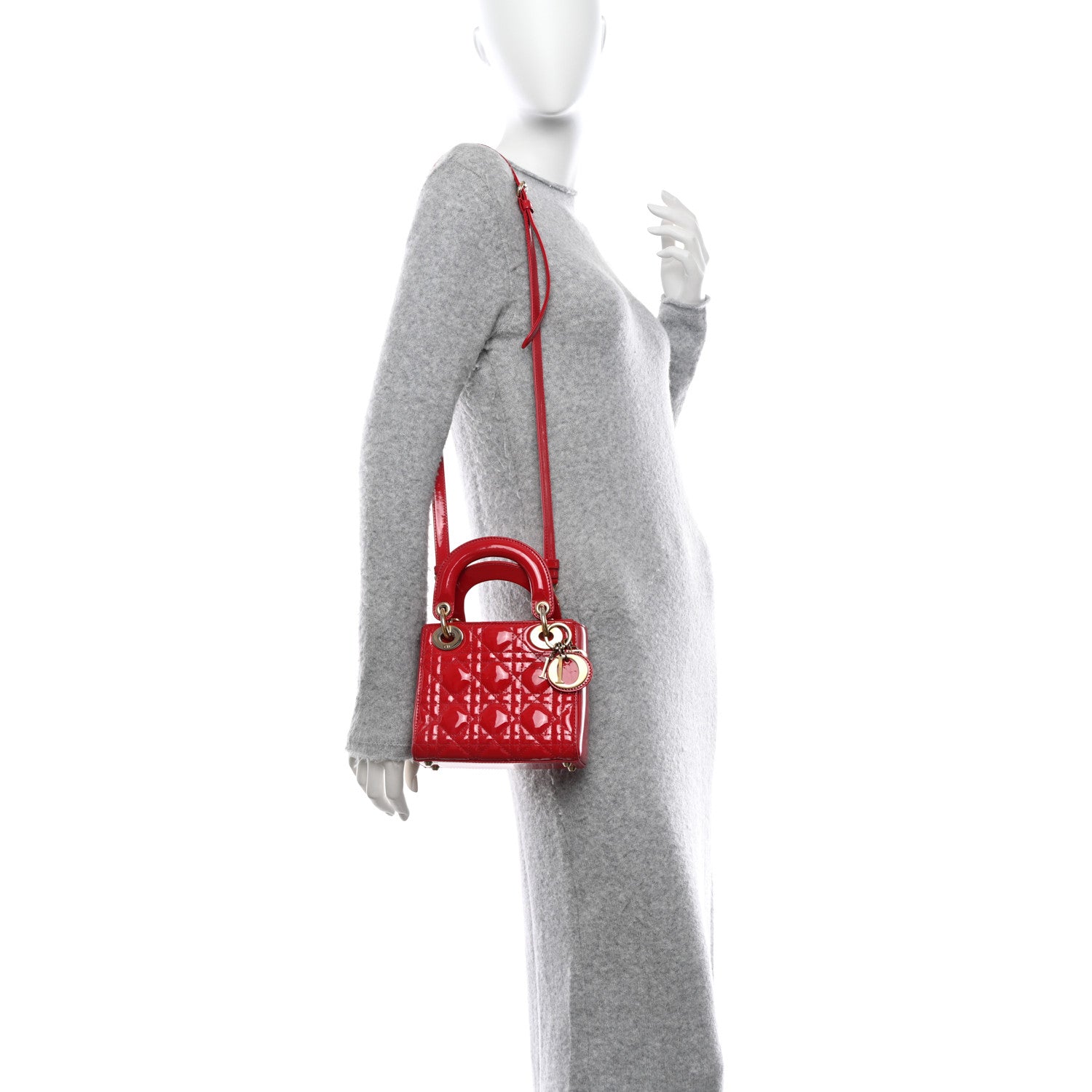 Christian Dior Patent Cannage Mini Lady Dior Red 2 of 11