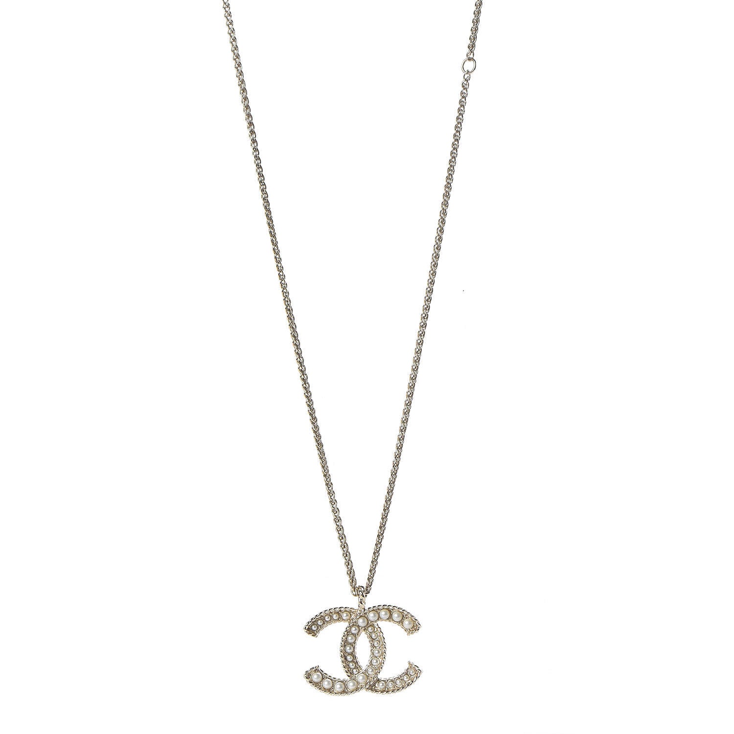 Chanel Pearl CC Pendant Necklace Gold 1 of 6