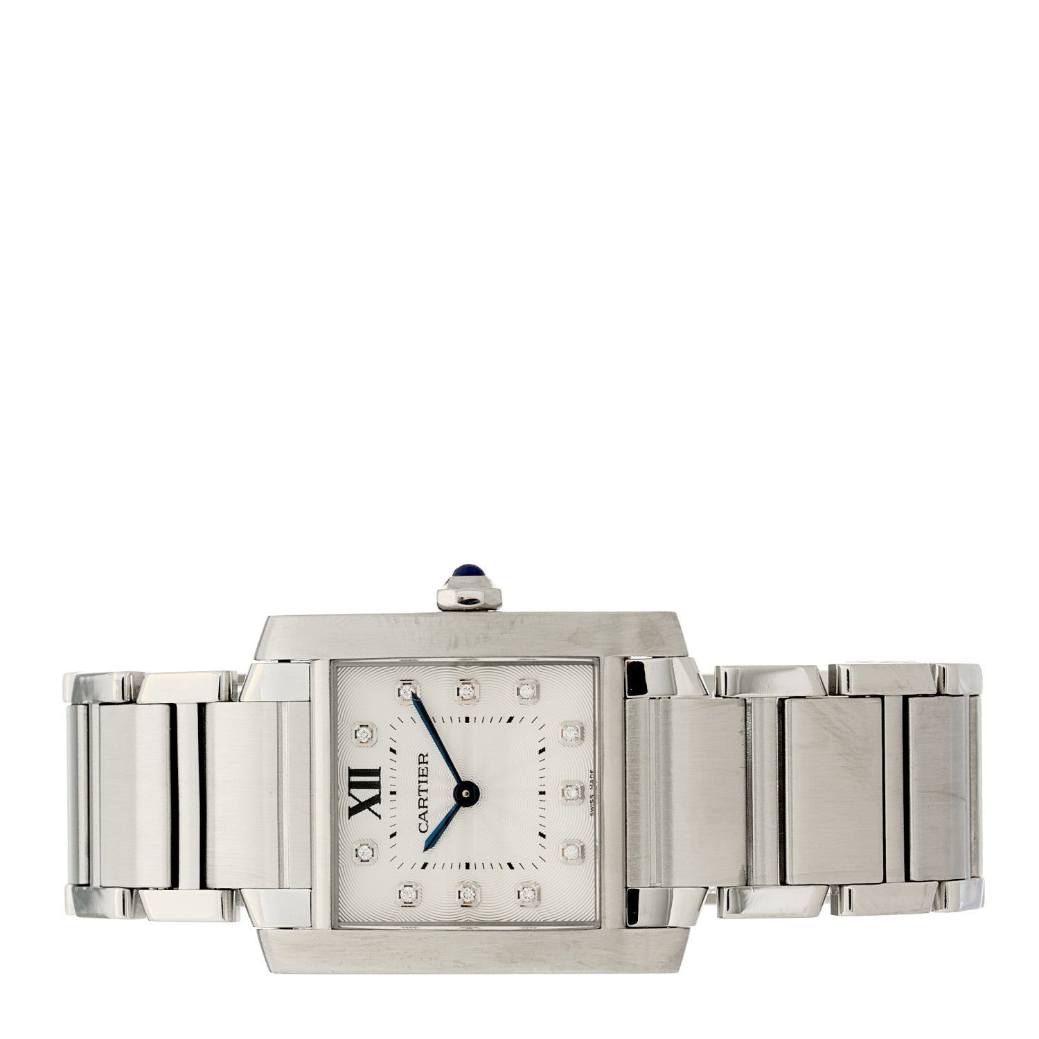 Cartier Stainless Steel Diamond 25mm Tank Francaise Quartz Watch 2 of 4