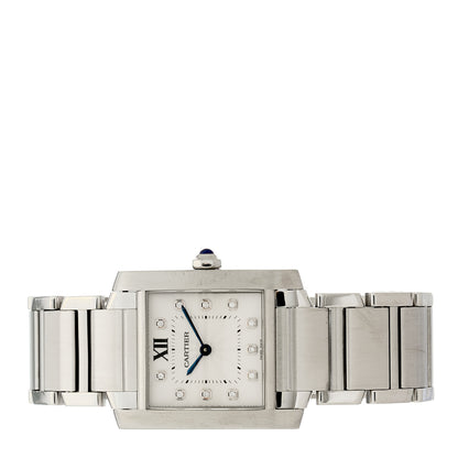 Cartier Stainless Steel Diamond 25mm Tank Francaise Quartz Watch 2 of 4