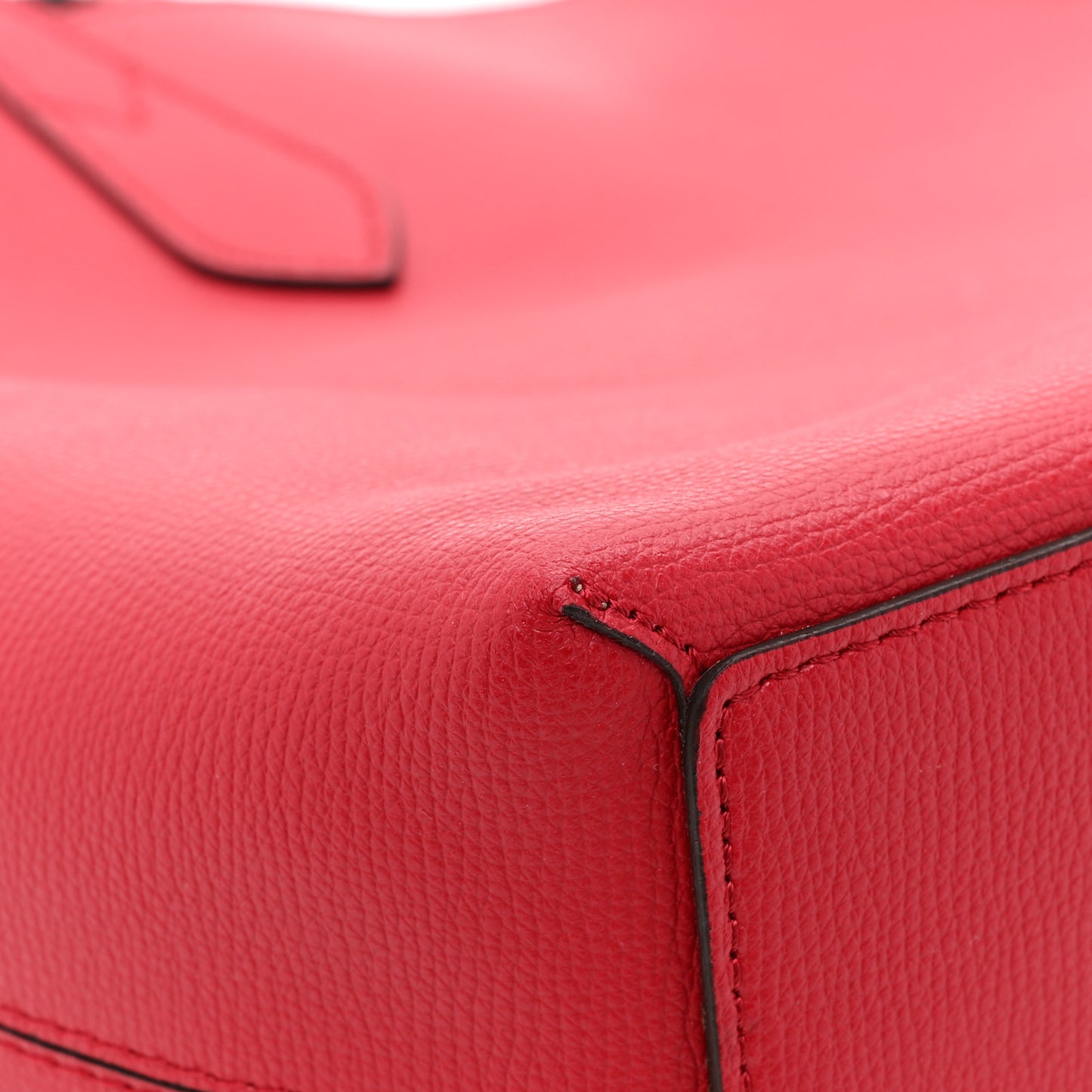 Grainy Calfskin Haymarket Check Medium Reversible Tote Red