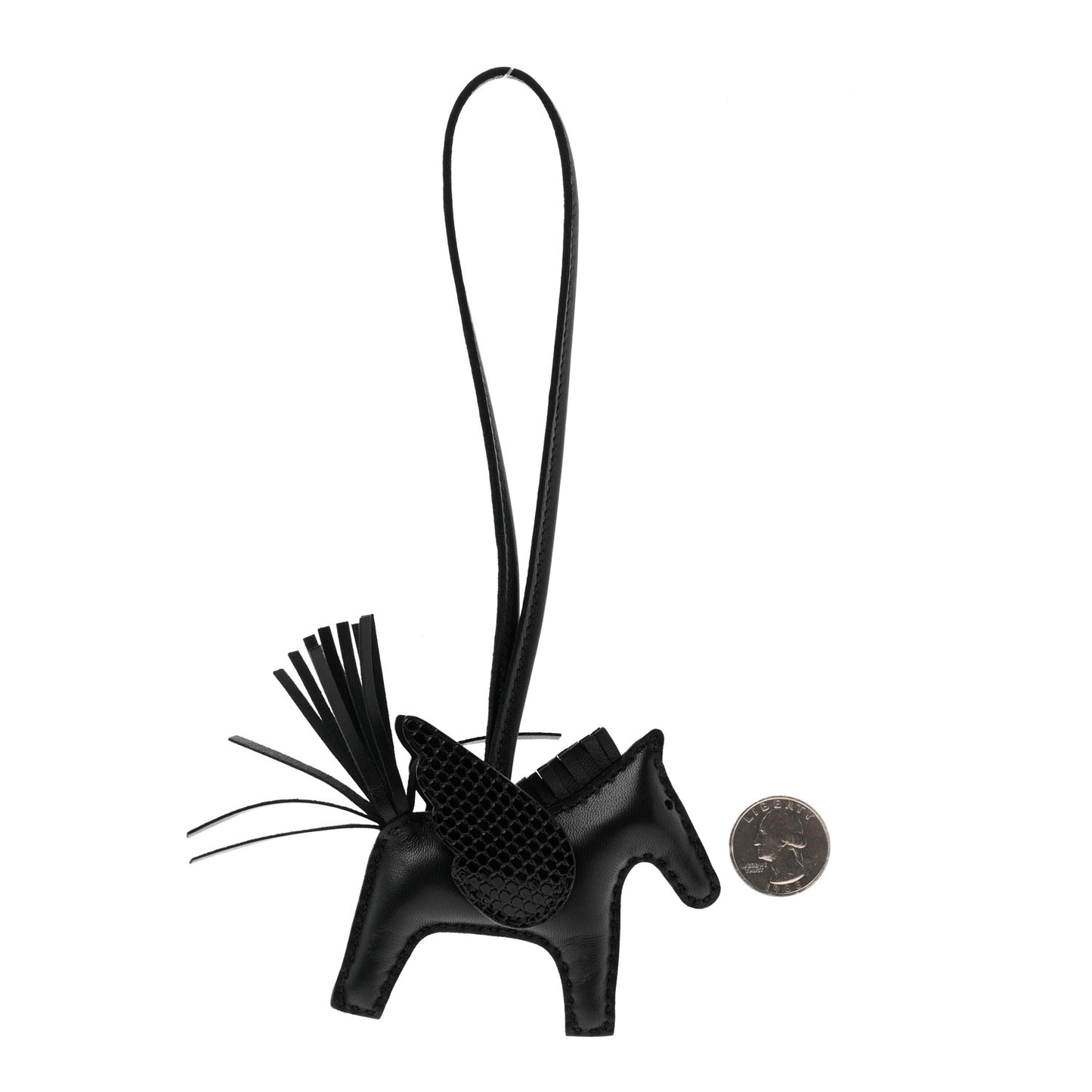Milo Lambskin Lizard Touch Grigri Rodeo Pegase Horse Bag Charm PM So Black