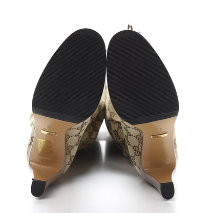 Gucci Monogram Malaga Kid Lisa Mid Heel Boots 35 Beige Ebony 5 of 8