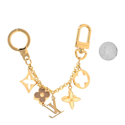 Louis Vuitton Brass Enamel Fleur De Monogram Bag Charm Chain Gold 2 of 4