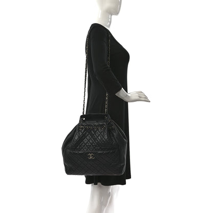 Chanel Lambskin Quilted Large Drawstring Shoulder Bag Dark Purple 2 of 8