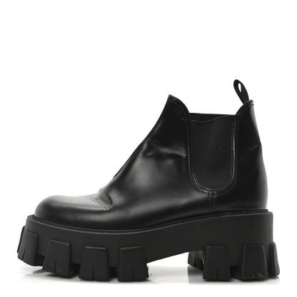 Prada Spazzolato Rois Monolith Chelsea 55mm Ankle Boots 35 Black 1 of 8