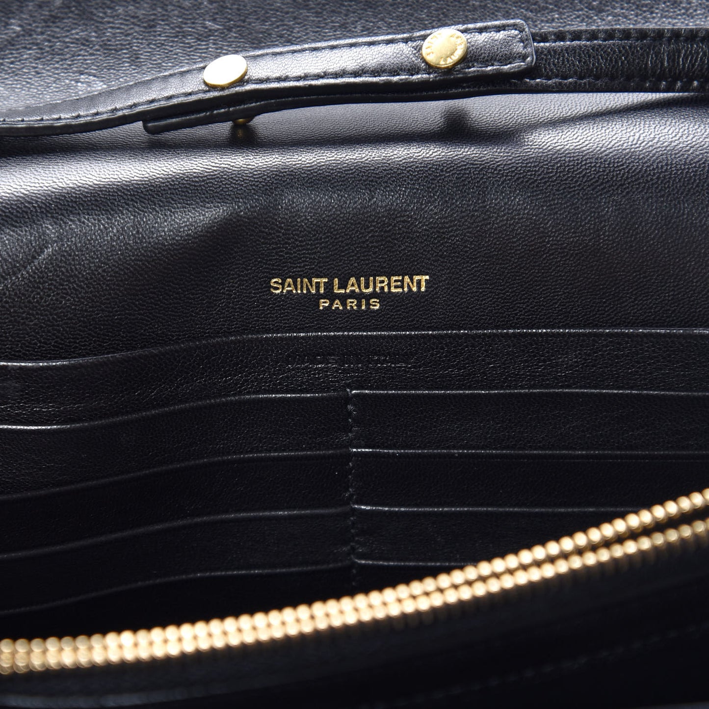 Lambskin Matelasse Chevron Monogram Sulpice Chain Wallet Black