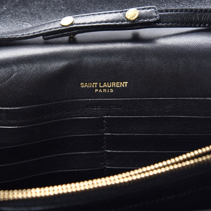 Saint Laurent Lambskin Matelasse Chevron Monogram Sulpice Chain Wallet Black 9 of 11