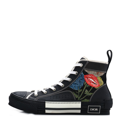 Christian Dior X RAYMOND PETTIBON Technical Canvas Lip Flower Mens B23 High Top Sneakers 42 Black 1 of 8