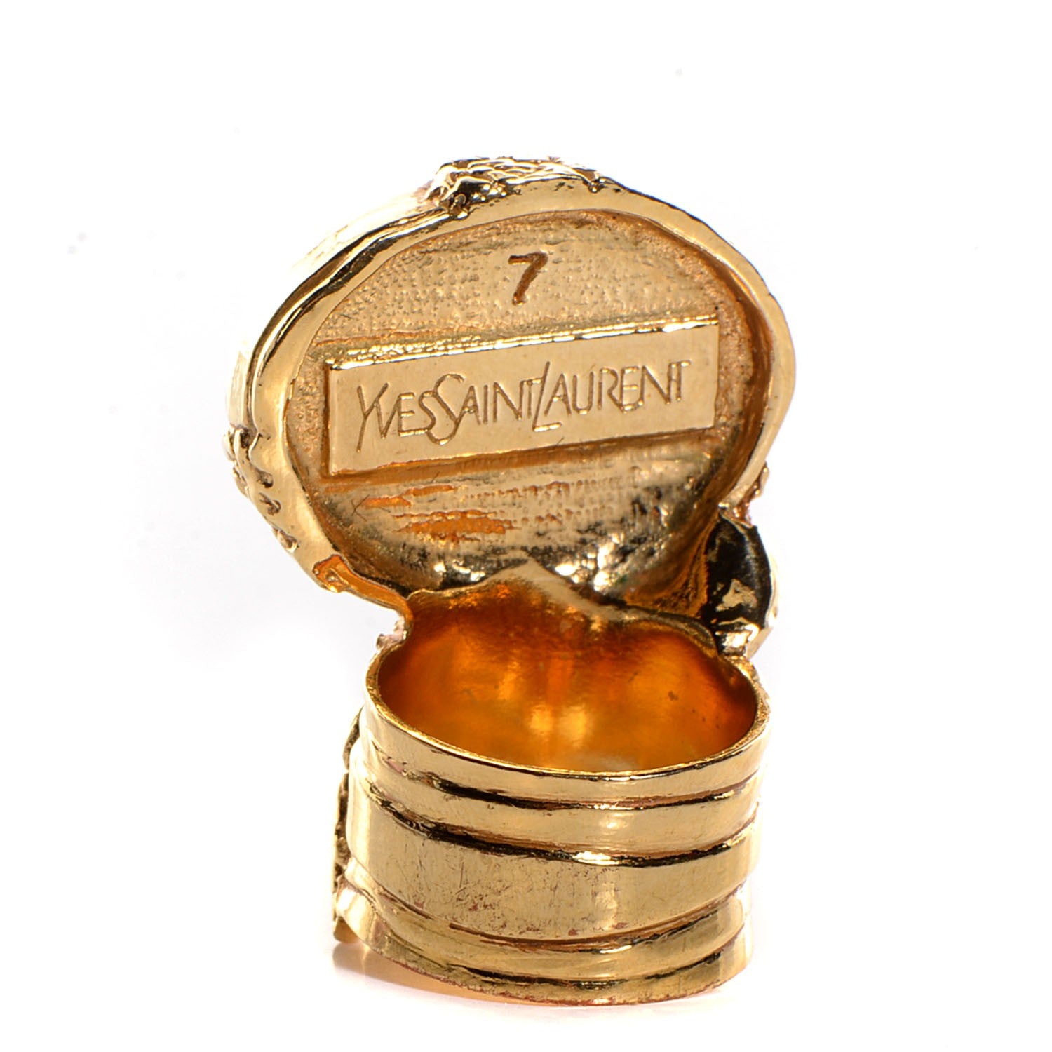 Saint Laurent Glass Cabochon Arty Ovale Ring 7 Blue Gold 3 of 5