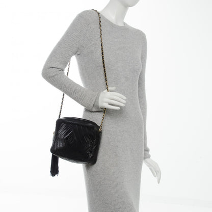 Chanel Lambskin Chevron Tassel Camera Case Black 2 of 7