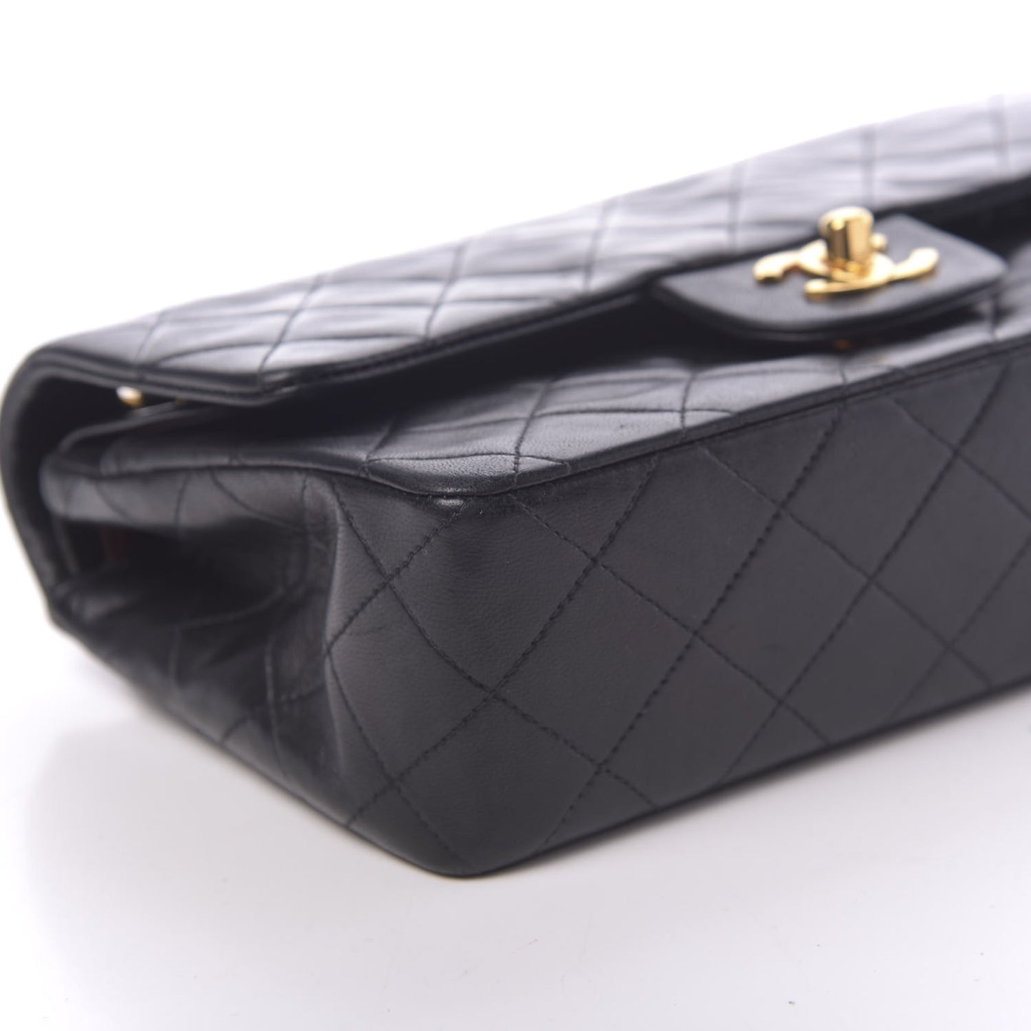 Lambskin Quilted Small Double Flap Black