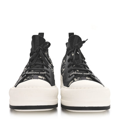 Christian Dior Technical Knit Calfskin Oblique Womens Walk'n Dior Mid Top Sneakers 38 Deep Blue 3 of 9