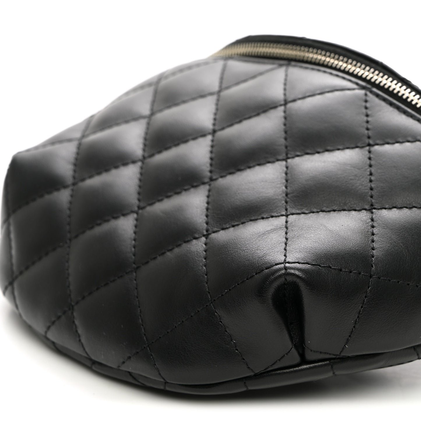 Calfskin Quilted Uniform Waist Belt Bag Black