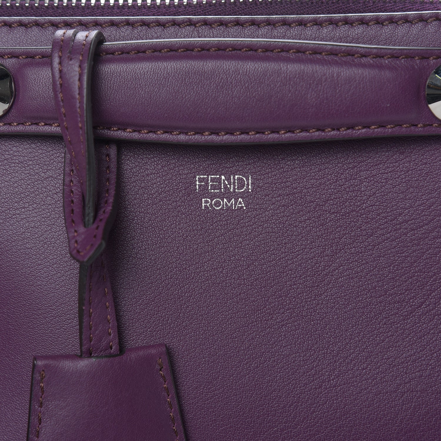 Fendi Vitello Dolce Mini By The Way Boston Bag Aubergine 10 of 10