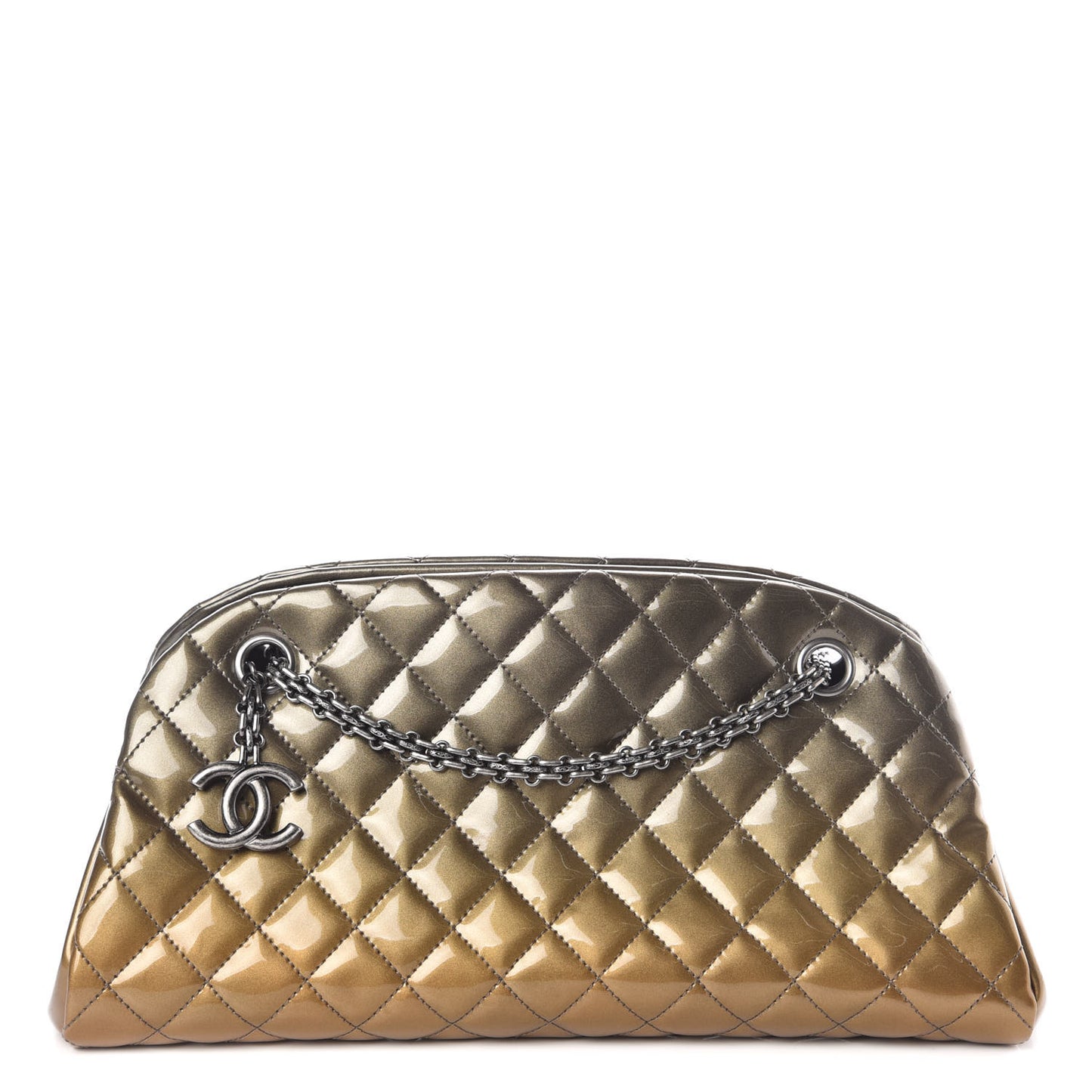 Metallic Patent Quilted Medium Just Mademoiselle Bowling Bag Gold Degrade