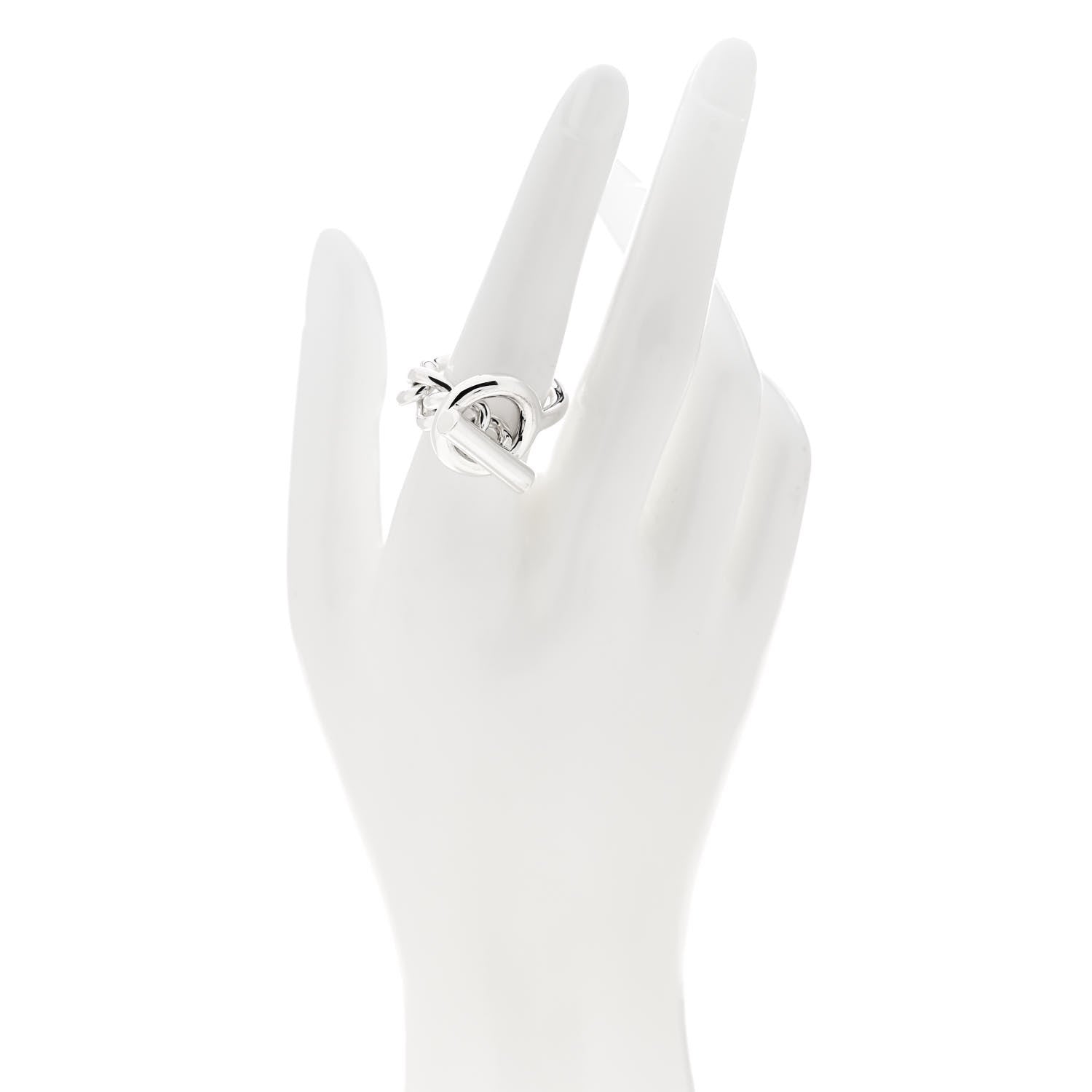 Hermes Sterling Silver GM Croisette Ring 57 8 2 of 5