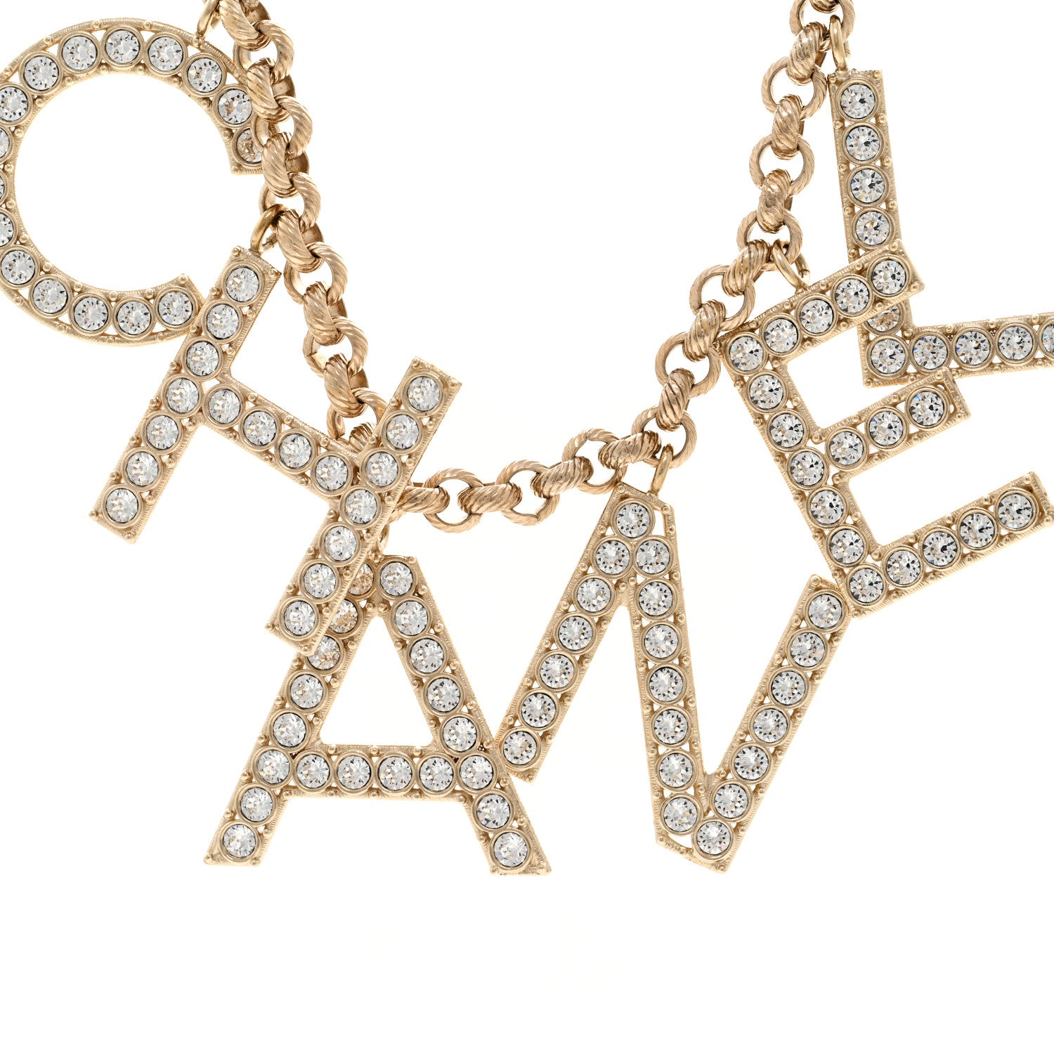 Chanel Crystal City of Lights Letter Chain Necklace Gold 4 of 5