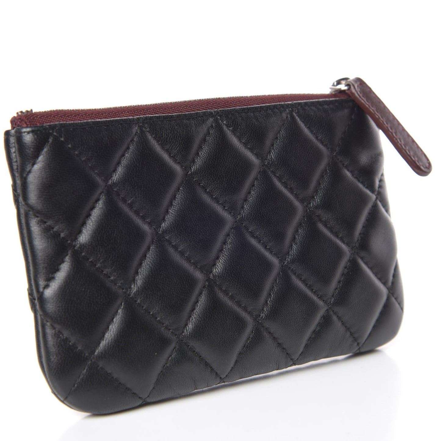 Lambskin Quilted Small Cosmetic Case Black