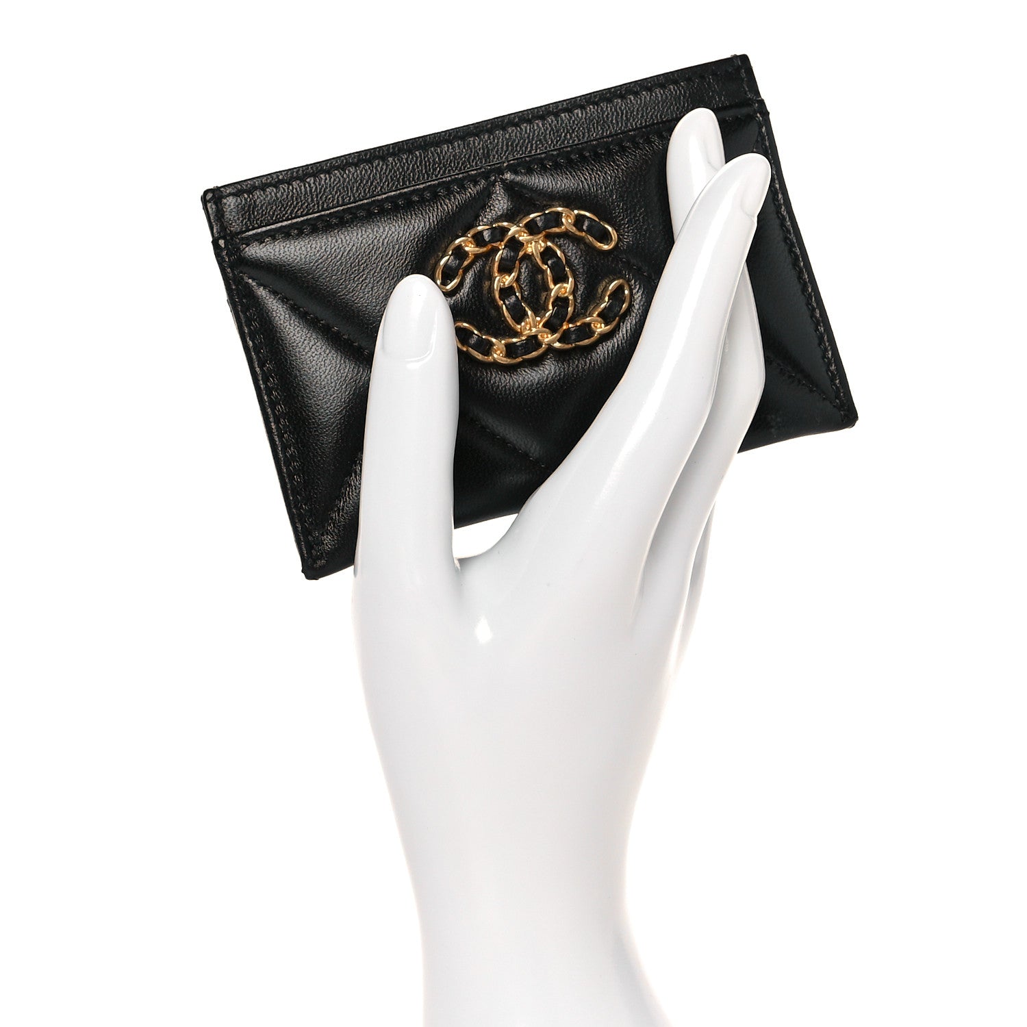 Chanel Lambskin Quilted Chanel 19 Card Holder Black 2 of 12