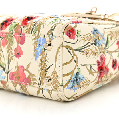 Christian Dior Calfskin Hibiscus Printed Embroidered Mini Lady Dior Beige Multicolor 10 of 14