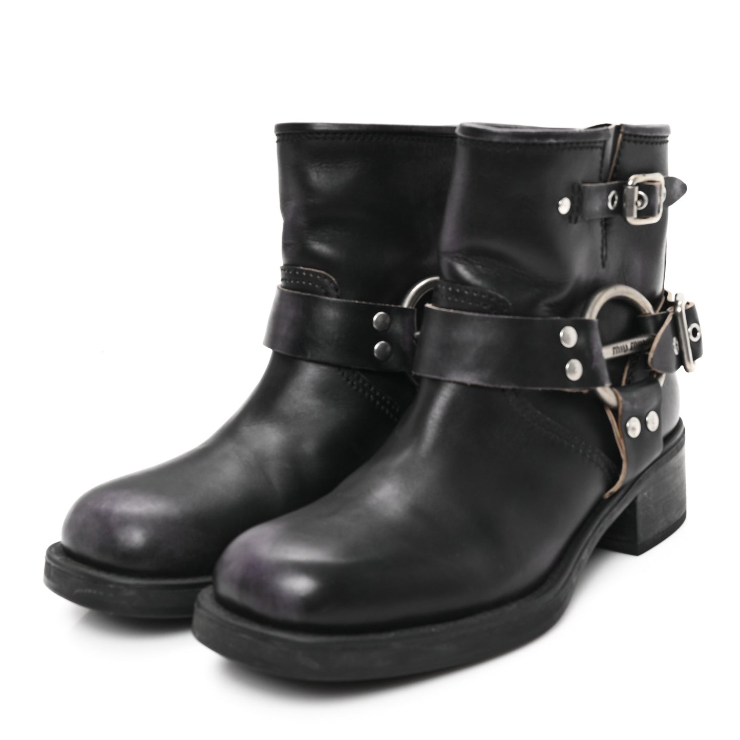 Calfskin Harness Enigneer Boots 40 Black