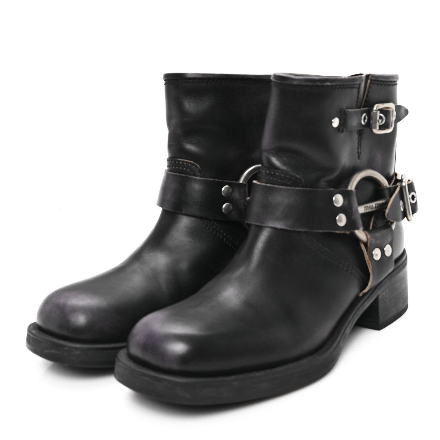 Miu Miu Calfskin Harness Enigneer Boots 40 Black 4 of 8