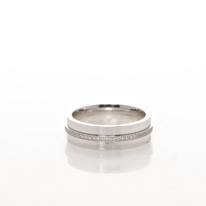Tiffany 18K White Gold Diamond T Two Ring 6 3 of 4
