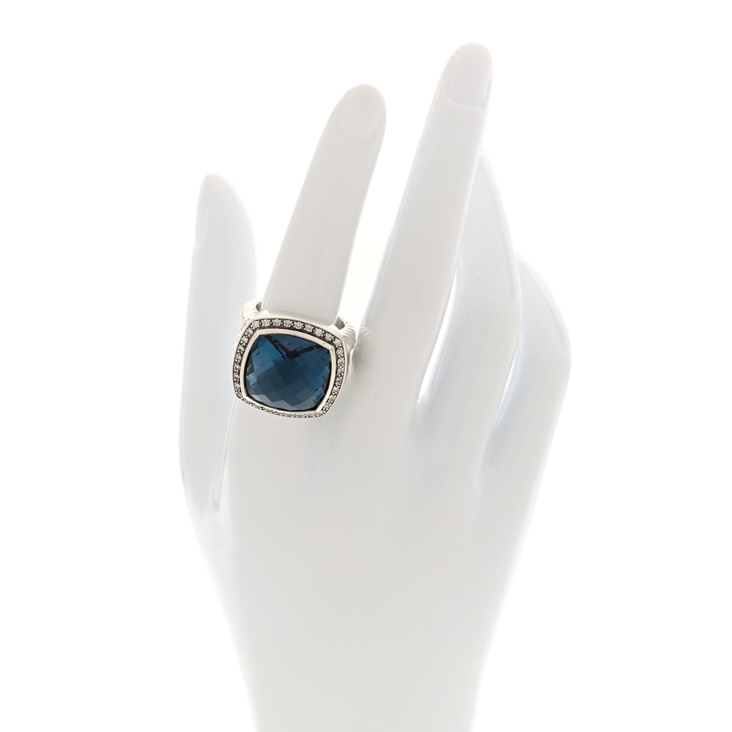 Sterling Silver Diamond Hampton Blue Topaz 17mm Albion Ring 55 7.25